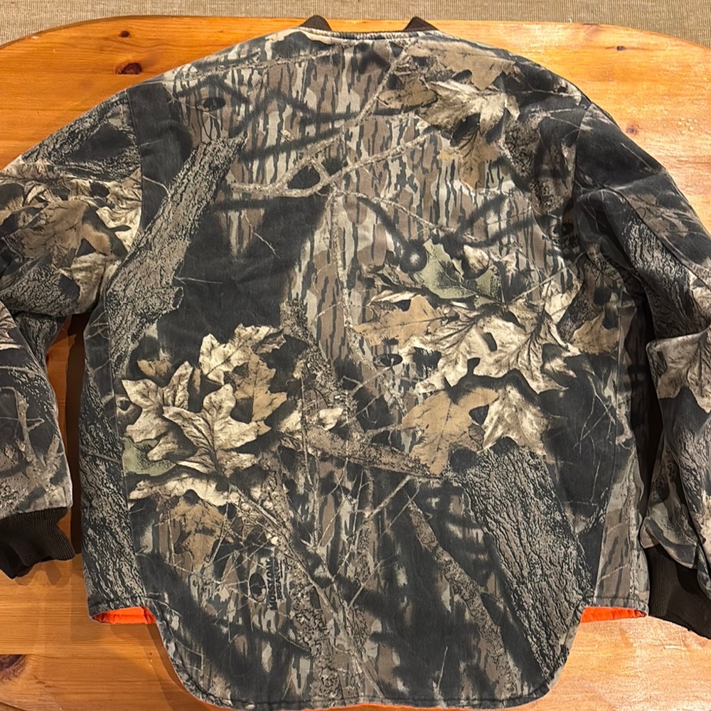 Mossy Oak Camouflage Jacket with Vibrant Orange Accent - Picture 4 of 4